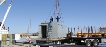 pre-assembled gear lifted and placed in one piece